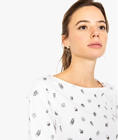 tee-shirt femme en coton bio imprime a manches longues imprime8633601_2