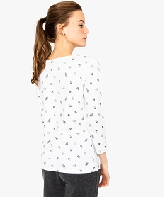 tee-shirt femme en coton bio imprime a manches longues imprime8633601_3