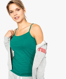 GEMO Top en coton stretch pour femme avec fines bretelles Vert