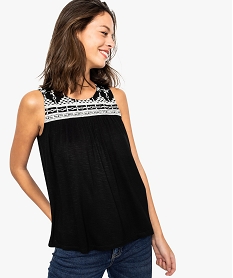 GEMO Tee-shirt sans manche brodé noir standard
