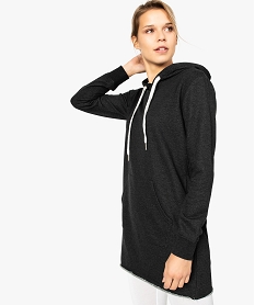 GEMO Robe sweat pour femme avec capuche Gris