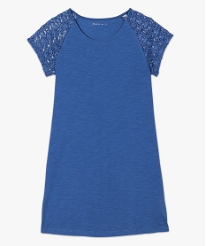 robe tee-shirt femme avec manches courtes en dentelle bleu robes8639901_4