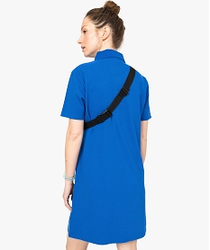 robe femme polo courte en maille piquee avec broderie poitrine bleu8640101_3