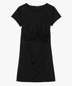robe femme en maille fluide avec effet drape sur le ventre noir8640301_4