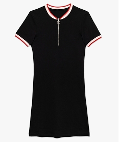 robe tee-shirt femme a col zippe et finition bicolore noir8640401_4