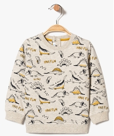 GEMO Sweat bébé garçon en molleton doux avec motifs dinosaures Beige