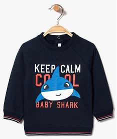 GEMO Sweat bébé garçon avec motif requin en relief Bleu