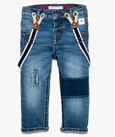 jean bebe garcon avec marques dusure et bretelles bleu jeans8643301_1