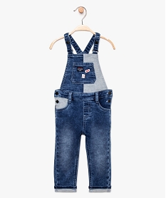 salopette bebe garcon extensible en denim delave bleu8643401_1