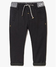 pantalon bebe garcon en coton double avec taille elastique gris8643801_1