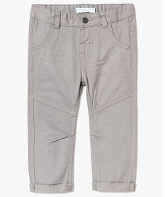 GEMO Pantalon bébé garçon avec revers et jeu de surpiqûres Gris