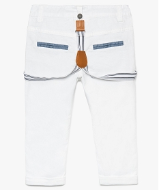 pantalon bebe garcon en coton avec bretelles rayees amovibles blanc pantalons8645101_2