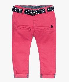 GEMO Pantalon chino bébé garçon à ceinture tressée Lulu Castagnette Rose