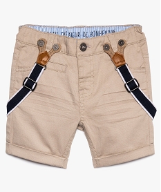 short bebe garcon en coton stretch avec bretelles amovibles beige8645901_1