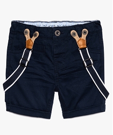 GEMO Short bébé garçon en coton stretch avec bretelles amovibles bleu standard
