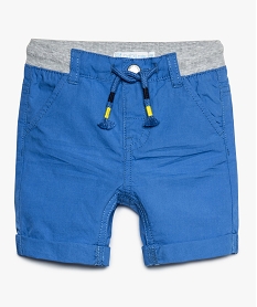 GEMO Bermuda bébé garçon en toile de coton avec taille en bord-côte bleu standard