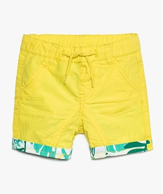 GEMO Bermuda bébé garçon réversible uni et motifs tropicaux Jaune