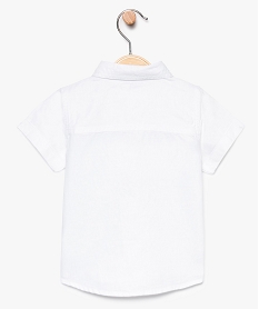 chemise garcon manches courtes en lin et coton blanc8648001_2
