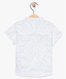 chemise bebe garcon en lin a col mao et motif feuilles imprime8648101_2