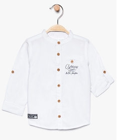 GEMO Chemise bébé garçon en coton texturé et col mao Blanc