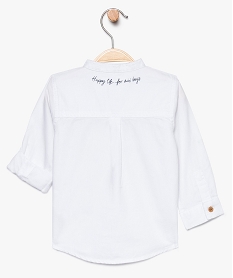 chemise bebe garcon en coton texture et col mao blanc8648701_2