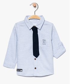 chemise bebe garcon en toile texturee avec cravate bleu8648801_1