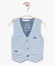 gilet sans manches bebe garcon a rayures en relief bleu8648901_1