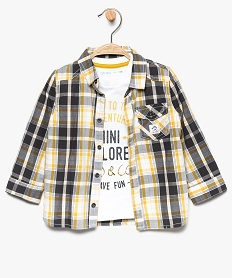GEMO Ensemble bébé garçon (2 pièces) chemise + tee-shirt vert chine