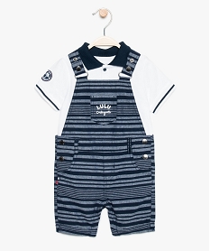 ensemble bebe garcon (2 pieces) polo salopette - lulu castagnette bleu8650001_1