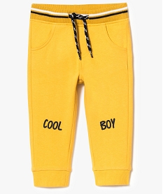 pantalon de jogging bebe en molleton avec motif sur les genoux jaune joggings8650401_1