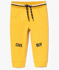 GEMO Pantalon de jogging bébé en molleton avec motif sur les genoux Jaune