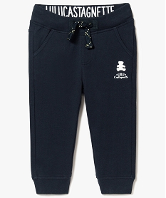 pantalon de jogging bebe garcon en coton pique - lulu castagnette bleu8651101_1