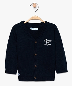 GEMO Gilet bébé garçon avec col v et coudières contrastantes bleu standard