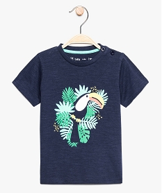 GEMO Tee-shirt bébé garçon avec motif toucan et boutons sur lépaule Blanc