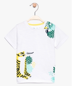 GEMO Tee-shirt bébé garçon imprimé tropical Blanc