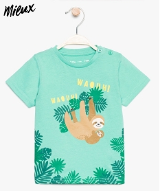 tee-shirt bebe garcon motif tropical en coton bio vert8657201_1