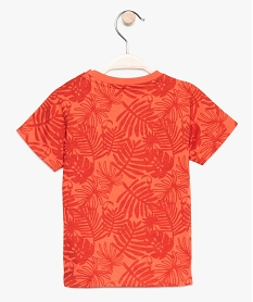 tee-shirt bebe garcon en coton bio avec motifs feuillage orange8657301_2