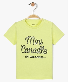 GEMO Tee-shirt bébé garçon avec inscription devant Jaune