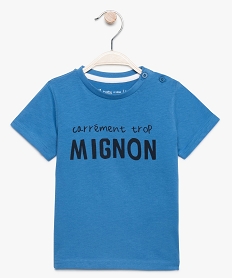 GEMO Tee-shirt bébé garçon avec inscription devant Bleu