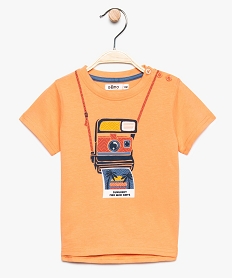 GEMO Tee-shirt bébé garçon avec large motif sur lavant Orange