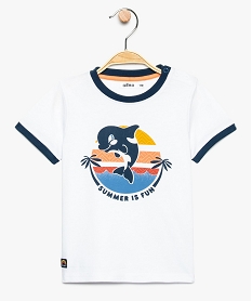 GEMO Tee-shirt bébé garçon avec motif dauphin sur lavant Blanc