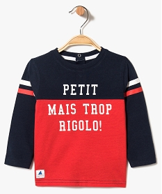 GEMO Tee-shirt bébé garçon multicolore avec message et manches longues Rouge