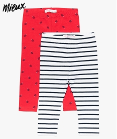 GEMO Legging bébé fille long en coton bio  (lot de 2) Rouge