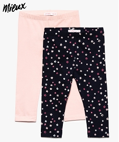 GEMO Legging bébé fille long en coton bio  (lot de 2) Multicolore