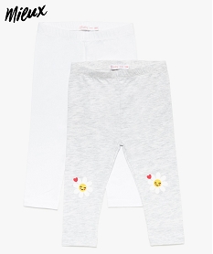 legging bebe fille long en coton bio  (lot de 2) blanc leggings8661201_1