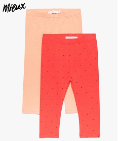 GEMO Legging bébé fille long en coton bio  (lot de 2) Orange