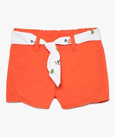 short bebe fille avec finitions dentelle et ceinture imprimee rouge shorts8662201_1