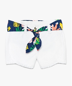 short bebe fille avec finitions dentelle et ceinture imprimee blanc8662301_3