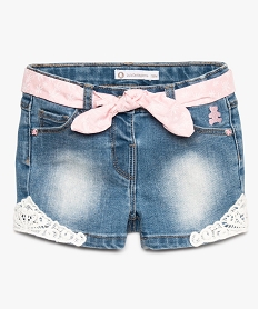 GEMO Short bébé fille en jean avec dentelle – Lulu Castagnette Bleu