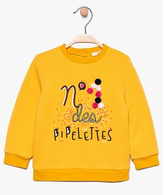 sweat a motifs et pompons pour bebe fille jaune8662901_1